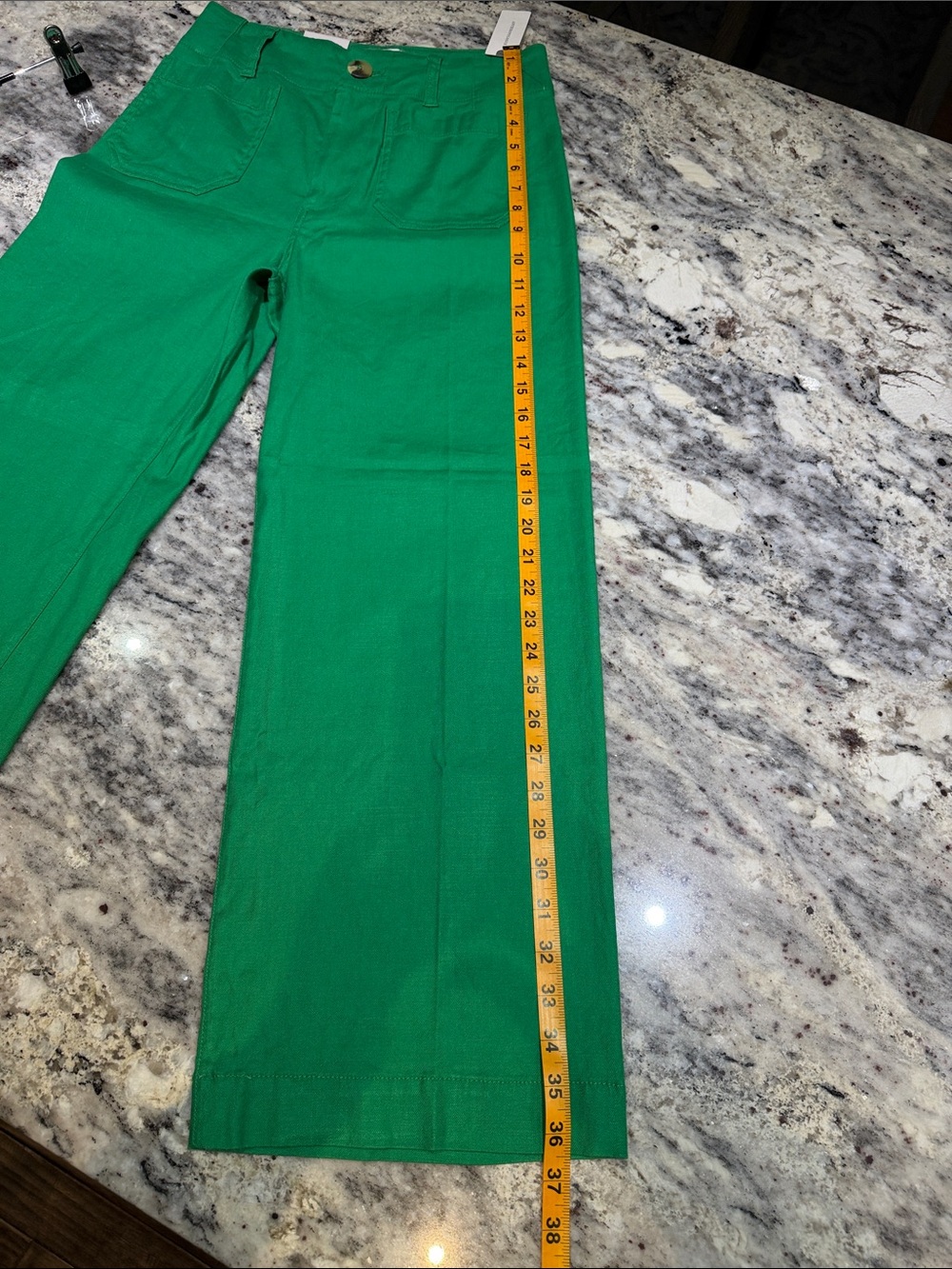 Anthropologie Maeve Colette Green Cropped Wide-Leg Pants - Picture 5 of 7